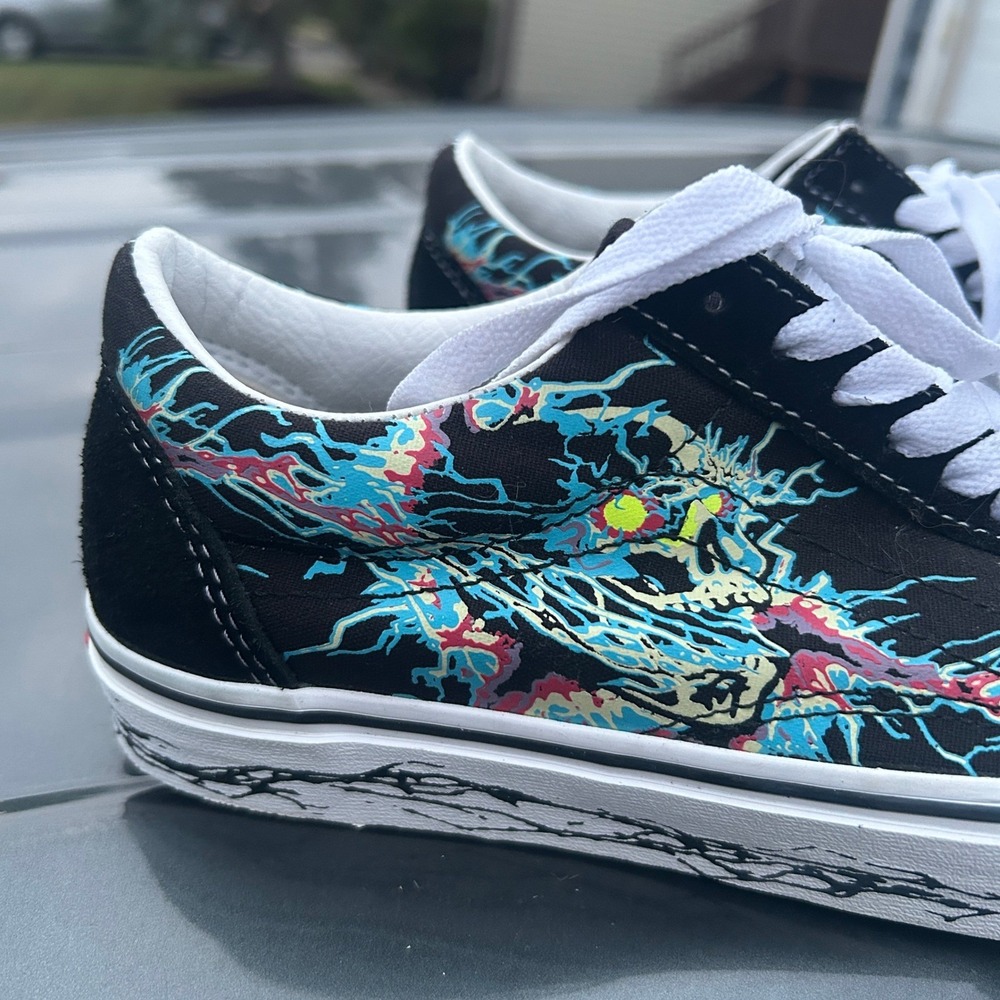 Vans Old Skool Mens 8 Zap Low Glow in the Dark Skull x House of Terror Haunted - Picture 2 of 8